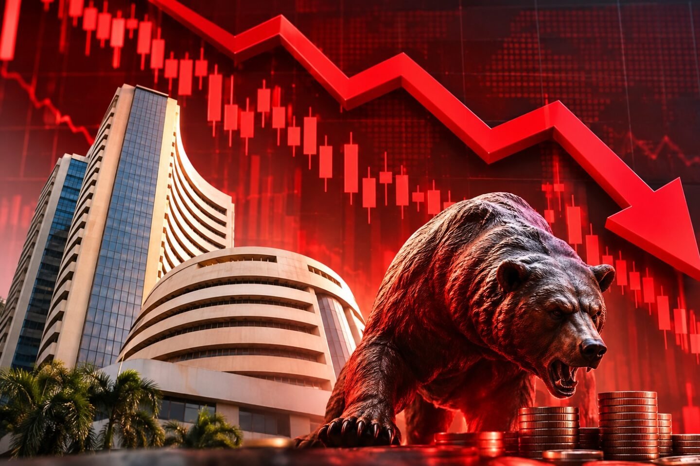 Stock Market LIVE: Sensex Falls 500 Points as HCLTech, Bajaj Finance Drag Markets Lower; Nifty Auto Drops Over 1%