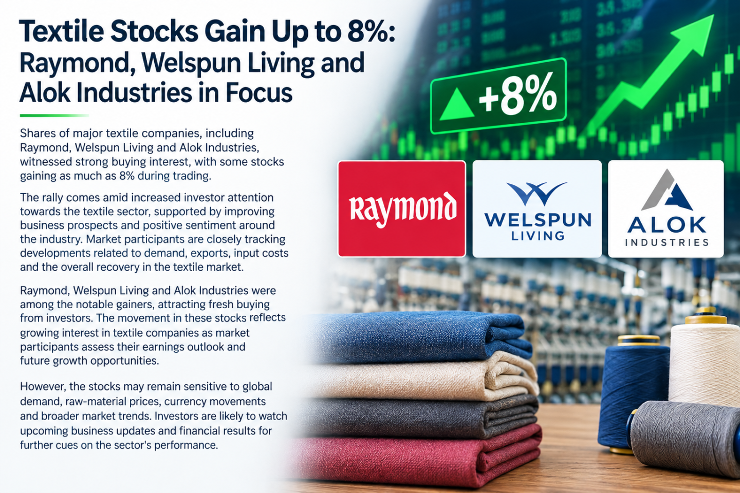 Textile Stocks Gain Up to 8%: Raymond, Welspun Living and Alok Industries in Focus