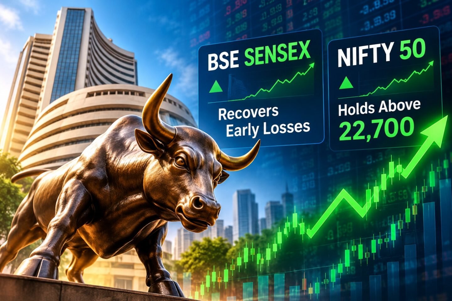Stock Market Today: Sensex Recovers Early Losses, Nifty 50 Stays Above 22,700